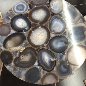 Agate Stone Table, Coffee, Dining, Center Table ,round Shape Agate Table, Natural Stone Table ,Luxury Stone Table for Home, Office Decor