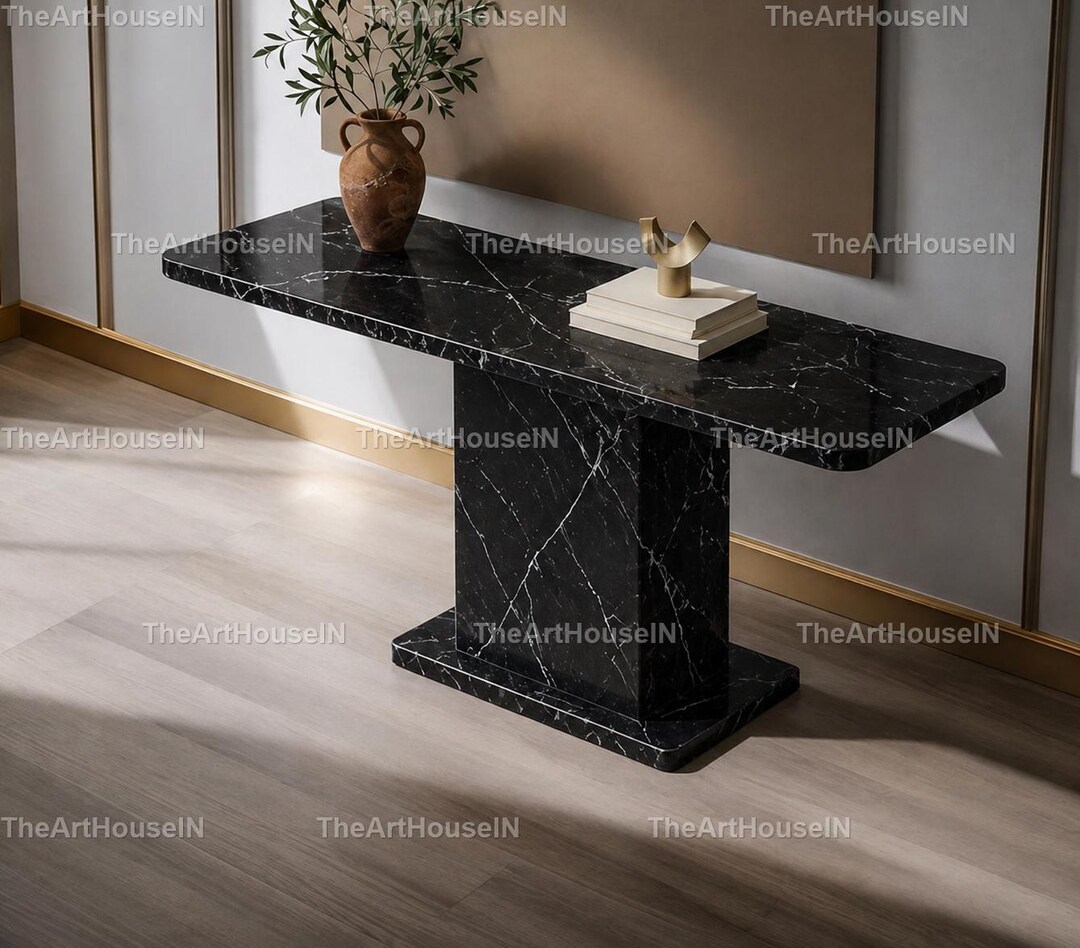 Black Spider Marble Console Table | Modern Luxury Stone Hallway ...