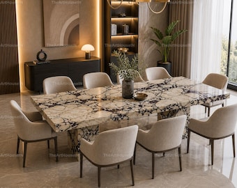 Breccia Marble Dining Table | Luxury Natural Stone Dining Table | Modern Marble Table | Designer Furniture Luxury Breccia Marble Dining top|