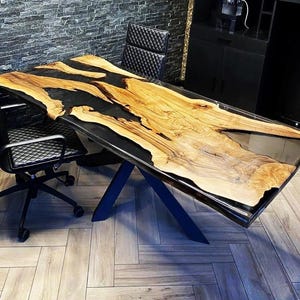 Epoxy Table, dining, center table top Live Edge Walnut Table ,Black Epoxy Resin River Table, Natural Wood ,dining table ,epoxy resin table,
