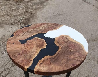 Round Wood Table With Resin, Round Epoxy Table,  Decor Epoxy Table, Round Coffee Table, Round Edge Coffee Table, Round Epoxy Table Top
