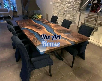 Epoxy Handmade Side,  Table, dining, center table top Live Edge Walnut Table ,black  Epoxy Resin River Table, Natural Wood 24x48, 36x60 inch