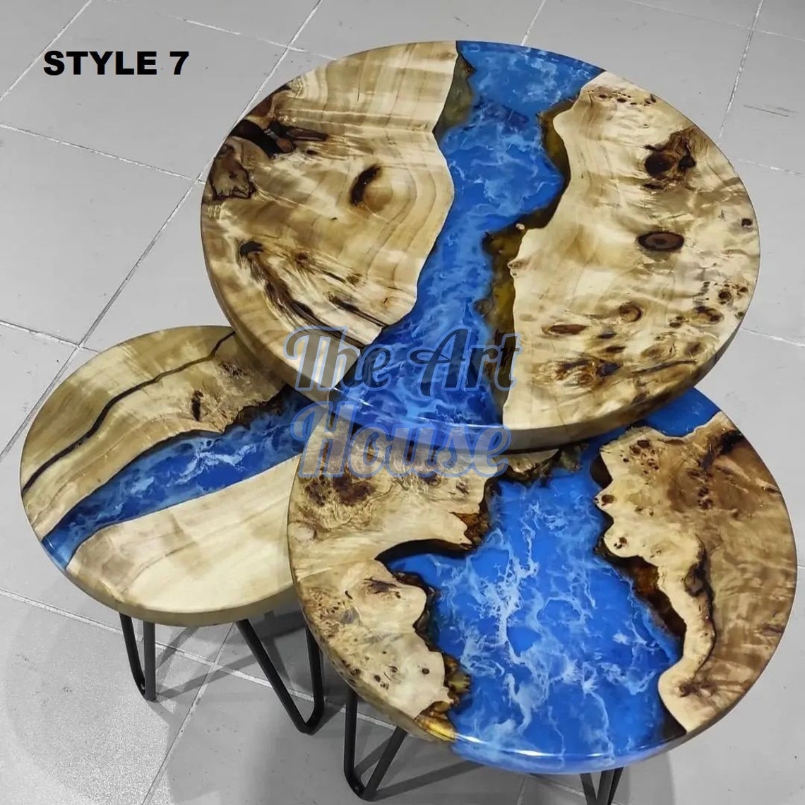 Round Wood Table With Resin Round Decor Clear Epoxy Table Etsy