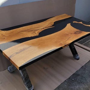 Epoxy Table, dining, center table top Live Edge Walnut Table ,Black Epoxy Resin River Table, Natural Wood ,dining table ,epoxy resin table,