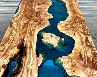 Epoxy River Table | Wood & Resin Tabletop | Custom Dining or Coffee Table | Rustic Handmade Furniture
