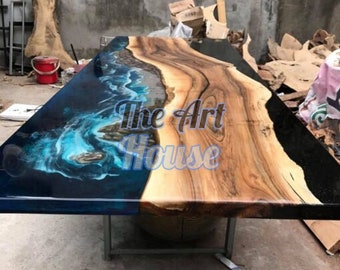 Epoxy River Table | Wood & Resin Tabletop | Custom Dining or Coffee Table | Rustic Handmade Furniture