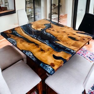 Epoxy Table, dining, center table top Live Edge Walnut Table , Epoxy Resin River Table, Natural Wood ,dining table ,epoxy resin table,