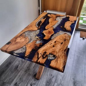 Epoxy Table, dining, center table top Live Edge Walnut Table ,Black Epoxy Resin River Table, Natural Wood ,dining table ,epoxy resin table,