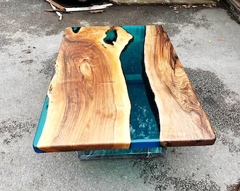 Epoxy River Table | Wood & Resin Tabletop | Custom Dining or Coffee Table | Rustic Handmade Furniture