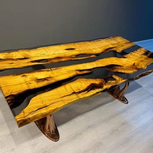 Epoxy Table, dining, center table top Live Edge Walnut Table ,Black Epoxy Resin River Table, Natural Wood ,dining table ,epoxy resin table,
