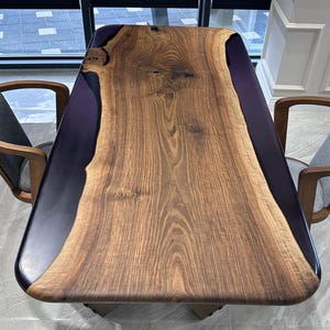 Epoxy Table, dining, center table top Live Edge Walnut Table ,Black Epoxy Resin River Table, Natural Wood ,dining table ,epoxy resin table,