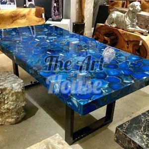 Stolik kawowy Blue Agate, stolik z agatu, kamienny stół jadalny, stolik konsolowy Blue Agate, stół jadalny Blue Agate, stolik z agatu, blat z agatu