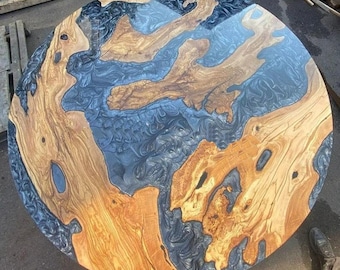 Round Wood Table With Resin, Round Decor  Epoxy Table, Round Coffee Table, Round Edge Coffee Table, Round Epoxy Table Top, Natural wood use