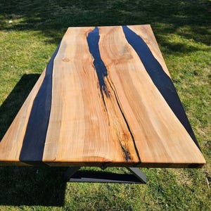 Epoxy Table, dining, center table top Live Edge Walnut Table ,Black Epoxy Resin River Table, Natural Wood ,dining table ,epoxy resin table,