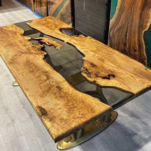 Epoxy Table, dining, center table top Live Edge Walnut Table ,Black Epoxy Resin River Table, Natural Wood ,dining table ,epoxy resin table,