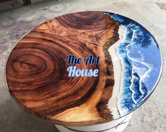 Epoxy Table,dining, Side, center table top Live Edge Walnut Table, Blue, Epoxy Resin River Table, Natural Wood, dining table, Size 30x36Inc