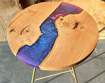Round Wood Table With Resin, Round Epoxy Table,  Decor Epoxy Table, Round Coffee Table, Round Edge Coffee Table, Round Epoxy Table Top
