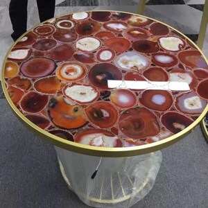 Agate Table Top | Coffee Table, Center Table, Dinning Table, Eating Table, Agate Breakfast Round Table, Natural Agate Home Decor Furniture