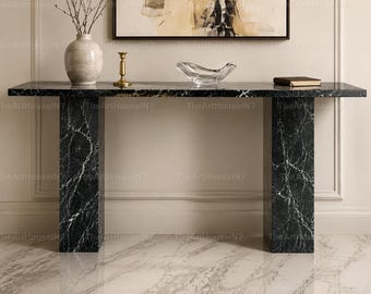 Mesa consola de mármol Black Spider – Muebles de recibidor y pasillo Nero Marquina
