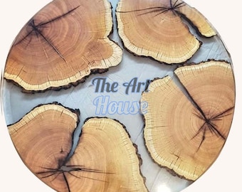 Round  Wood Table With Resin, Round Decor Epoxy Clear Table, Round Coffee Table, Round Edge Coffee Table, Round Epoxy Table Top