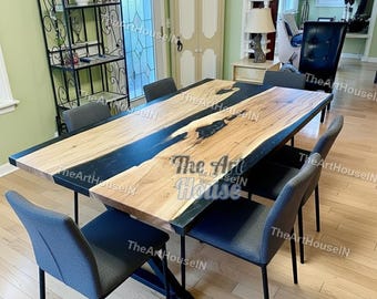 Epoxy Resin Black wooden Coffee Table, Dining Table, Center Table,  Sofa, Side Table Counter Desk Coffee Table Luxury River Epoxy wooden Top