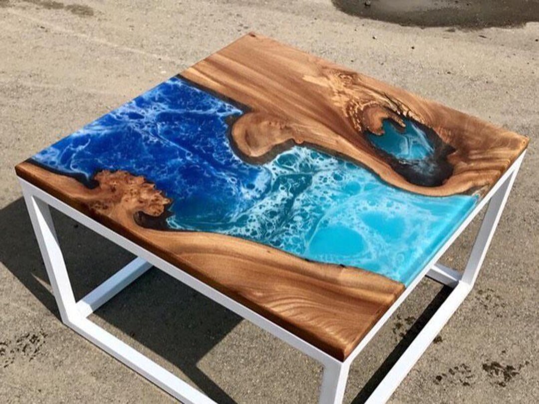 Handmade Ocean Wave Epoxy Resin Coffee Table –live Edge Acacia Wood ...
