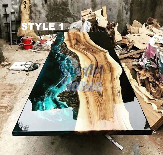 Buy Epoxy Wooden Tabletop, Center Dining Table Epoxy Resin River Table,  Kitchen Dining Wood Tabletop, Epoxy River Tabletop. Online in India 