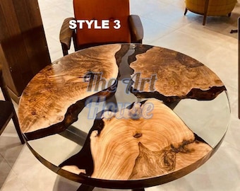 Round Wood Table With Resin, Round Epoxy Table, Black Decor Epoxy Table, Round Coffee Table, Round Edge Coffee Table, Round Epoxy Table Top