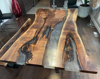 Handmade Epoxy Tabletop | Live Edge Wood & Resin Table | Unique Home or Office Decor | Custom Furniture
