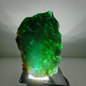 1598 gr of rough andara crystal turquoise bubble motifs and golden yellow fibers