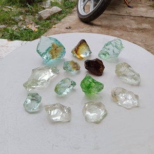 13 pcs 895 grams of rough andara crystals monatomic multicolor