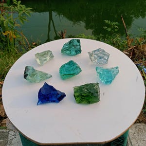 8 pcs 1147 gr of rough Andara Crystal Mix Colors Monatomic for Meditation