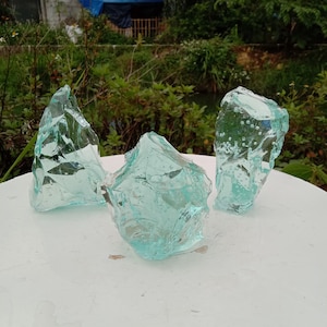 3 stuks 1580 gr ruwe natuurlijke andara-kristalgroene tosca met prachtige bubbels erin