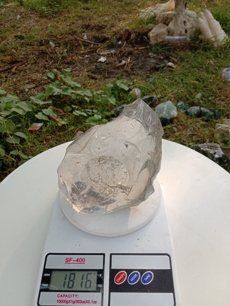 1,8 kgs of rough andara crystal clear white with motif bubbles inside image 9