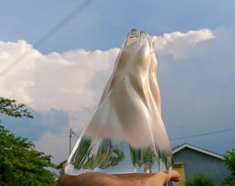 1927 gr Polido de Escultura Andara Cristal Transparente Diamante Leitoso para Cura