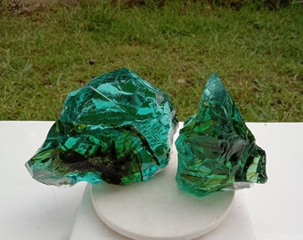 2 pcs 1871 gr andara tosca green crystal with hair inside of rough