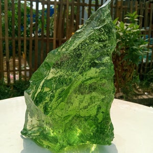 1887 gr of rough Andara Crystal light Green with Bubbles Inside