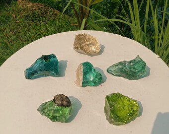 6 piezas 972 gr de cristal Andara raro en bruto, mezcla de colores monatómicos para meditación