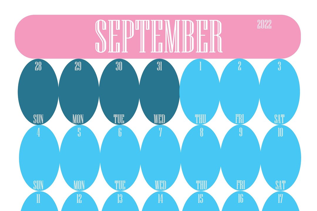 Aesthetic September Calendar printable PDF - Etsy