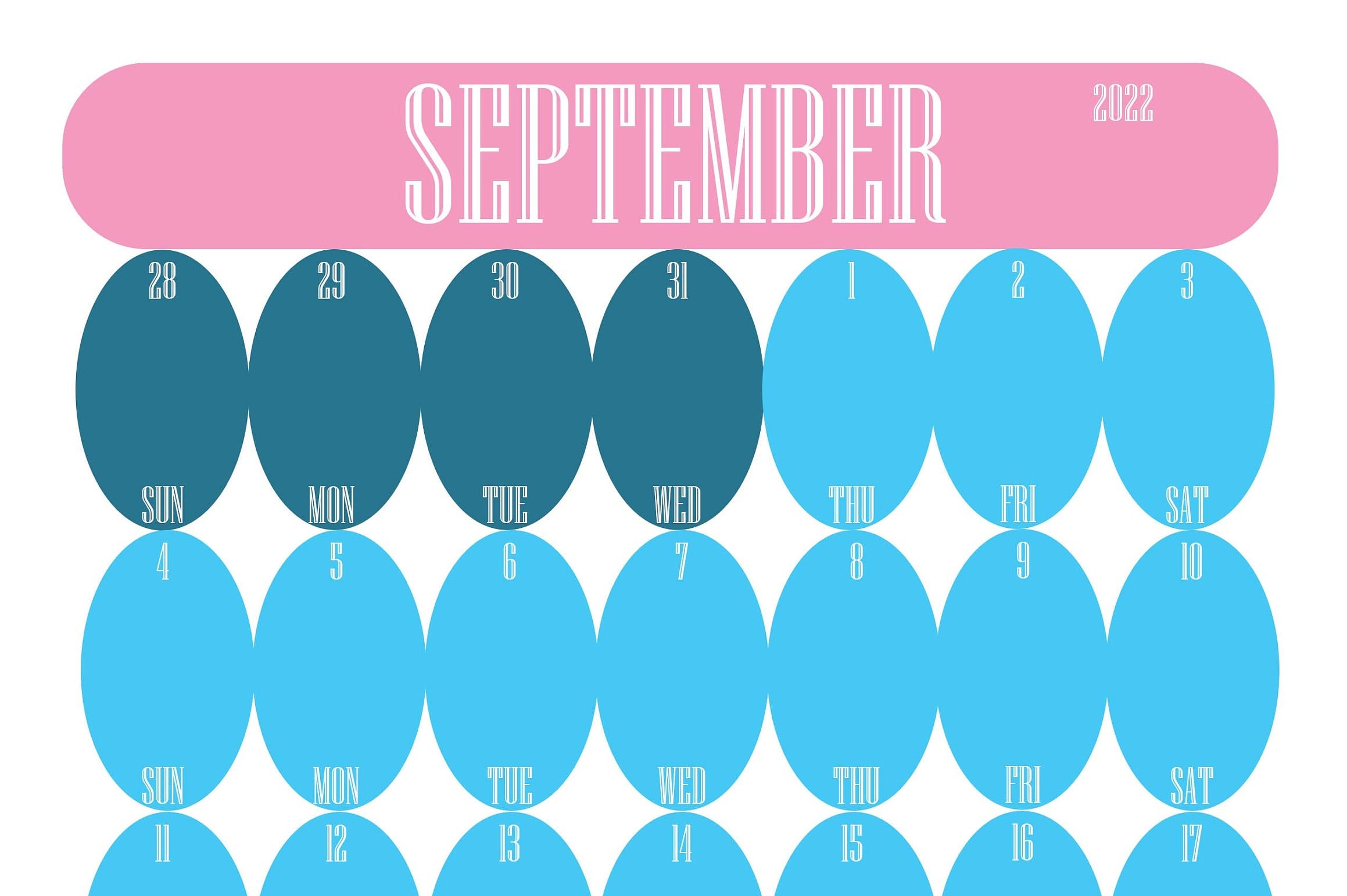Aesthetic September Calendar printable PDF Etsy
