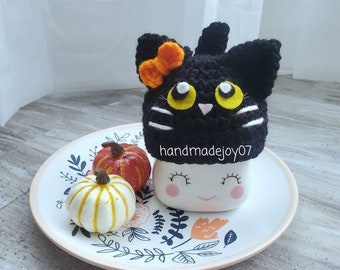 Black Cat Marshmallow Mug Hat, Marshmallow Mug Topper, Fall Decor, Halloween, Spooky Season, Tiered Tray Decor