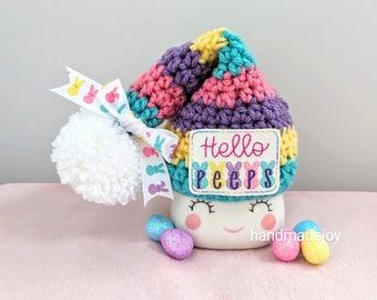 Hello Peeps Marshmallow Mug Hat, Marshmallow Mug Topper, Easter Decor, Spring Decor, Tiered Tray Decor