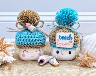 Beach Lover Marshmallow Mug Hats, Beach Marshmallow Mug Toppers, Ocean Decor, Summer Decor, Tiered Tray Decor