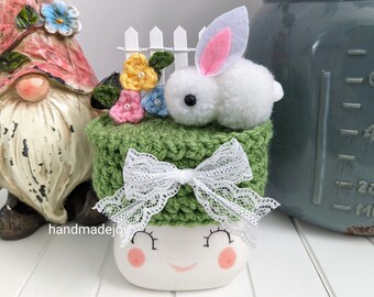 Bunny Garden Marshmallow Mug Hat, Marshmallow Mug Topper, Easter, Spring, Summer, Tiered Tray Decor
