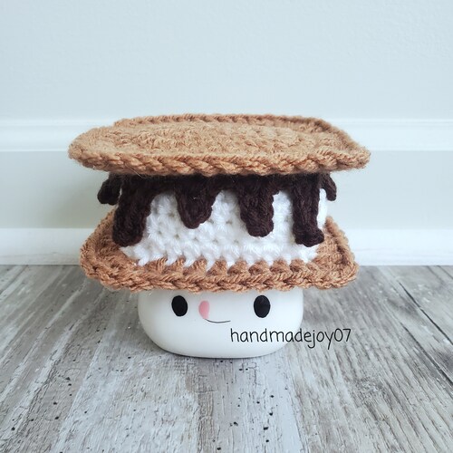 Crocheted S'mores Marshmallow Mug Hat Summer Campfire Etsy