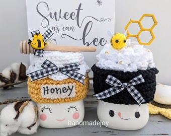 Honey Pot Marshmallow Mug Hat, Honeycomb Marshmallow Mug Hat, Marshmallow Mug Toppers, Bee Decor, Spring Decor, Summer, Tiered Tray Decor