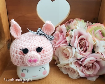 Pig Marshmallow Mug Hat, Marshmallow Mug Topper, Country Decor, Farmhouse Decor, Farm Animal, Barn, Tiered Tray Decor