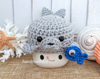 Seal Marshmallow Mug Hat, Marshmallow Mug Topper, Beach Decor, Sea Animal, Summer Decor, Tiered Tray Decor