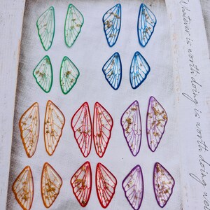 Ice Resin Butterfly/Dragonfly Wings: Gold Foil Charms, 1 pair