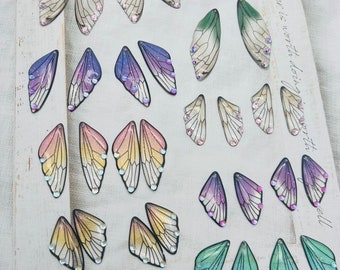 Rhinestone Butterfly Wings: Resin Earring Charms (1 Pair)